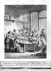 Interior of the Small Post Office in Paris in 1760 by Burn (Cosson) Smeeton