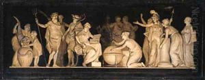 The contest of Minerva and Neptune, a feigned bas-relief by Dutch School