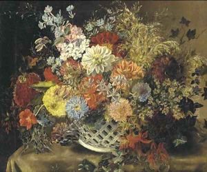 Flowers in a porcelain basket