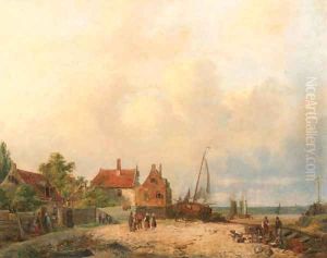 A fishing-village by Dutch School