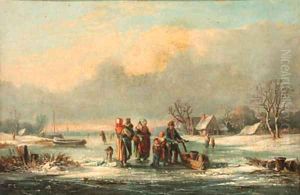 Figures in a frozen winter landscape