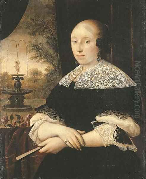 Portrait of a lady, half-length, in a black dress - view 1