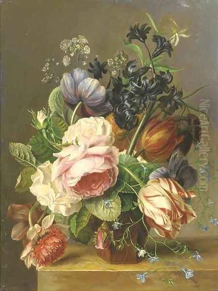 A mixed bouquet with a black hyacinth - view 1