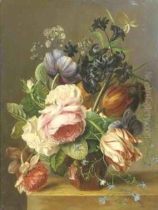 A mixed bouquet with a black hyacinth