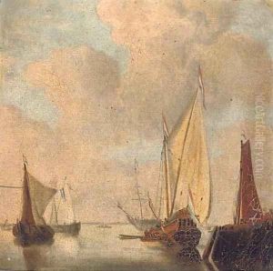 A yacht of the States General in the estuary by Dutch School