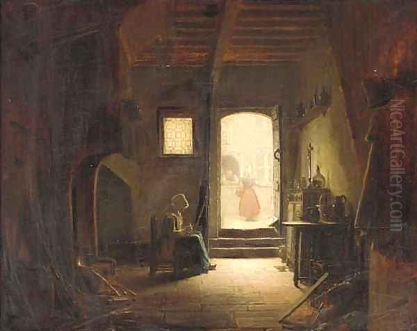 A young girl working in an interior - view 1