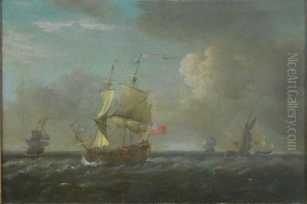 British Frigates At Sea - view 1