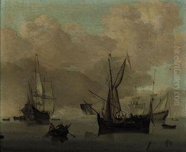 Men-o'war Anchored Offshore In A Calm - view 1