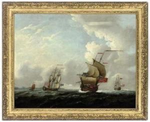 A Squadron Of The Red Offshore In A Stiff Breeze by Francis Swaine