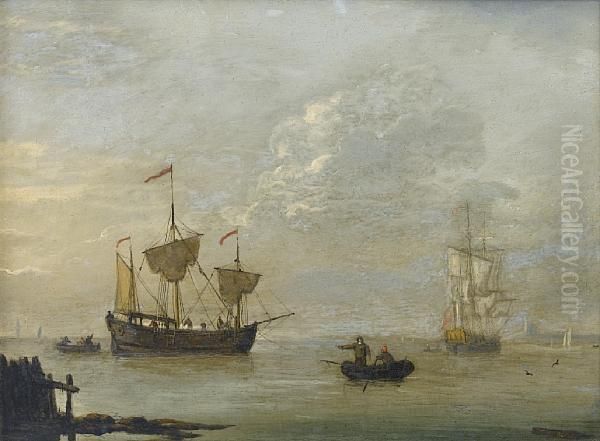 A Coastal Trader Anchored Offshore In A Calm - view 1
