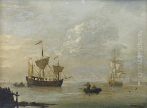 A Coastal Trader Anchored Offshore In A Calm by Francis Swaine