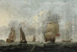 A Squadron Of The Red Running In To Their Anchorage by Francis Swaine