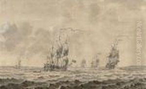 A Squadron Of The Fleet Bearing Down On The Royal Yacht by Francis Swaine