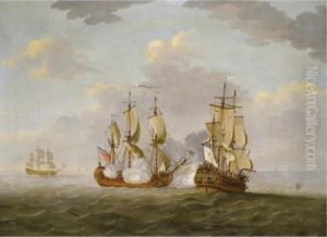An Action Between English And French Vessels