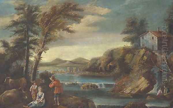 Herders resting by a weir - view 1