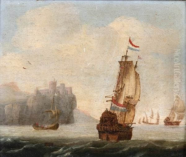 Shipping At Sea, Off A Coast - view 1