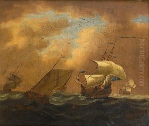 Dutch Ships In A Strong Breeze by Francis Swaine