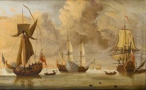 English Shipping In A Calm by Francis Swaine
