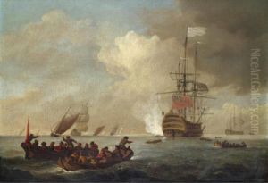 A Man-of-war Firing A Salute