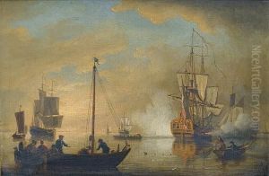 Vessels In Coastal Waters In A Calm by Francis Swaine