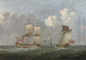 A Man-o'war Heaving-to For The Approaching Admiralty Yacht by Francis Swaine