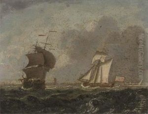 An Admiralty Yacht Running Down The Coast by Francis Swaine