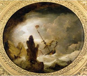 Ships Negotiating A Rocky Channel In Heavy Seas