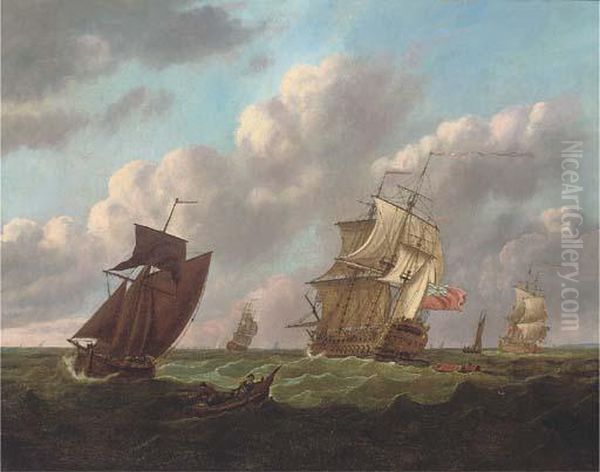 Two Flagships Passing In The Channel - view 1