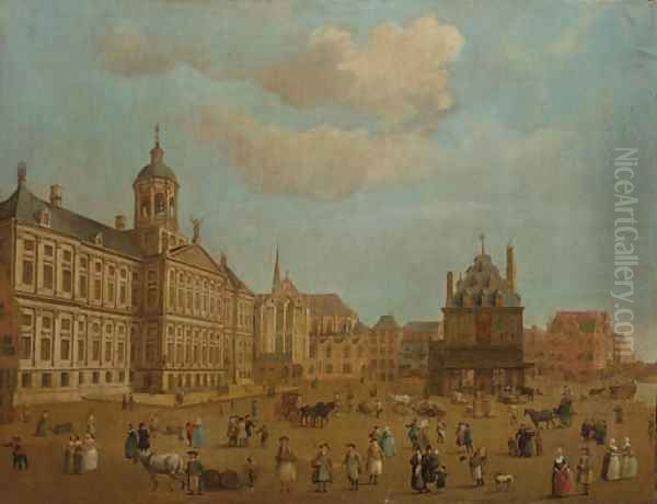 Numerous townfolk on the Damsquare, Amsterdam - view 1