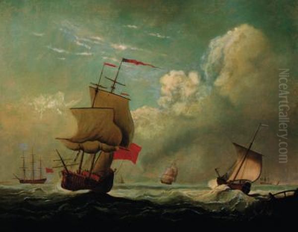 A Ship Of The Red Squadron Running Into It's Anchorage - view 1