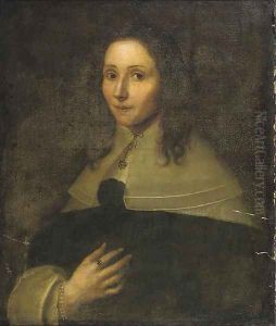 Portrait of a lady, half-length, in a black dress with white cuffs and collar