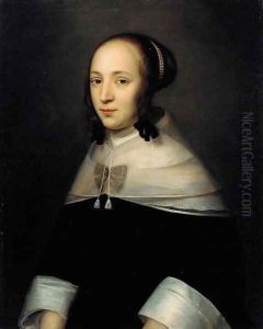 Portrait of a lady, half-length, in a black dress with white sleeves