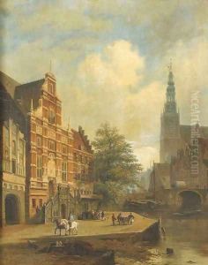 View of a Dutch town by Dutch School