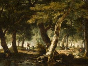 Scene De Chasse A Courre Dans Un Sous-bois