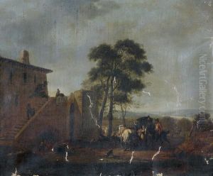 L'arrivee De La Diligence Devant Un Palais