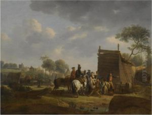 A Military Encampment At The Edge Of A Forest