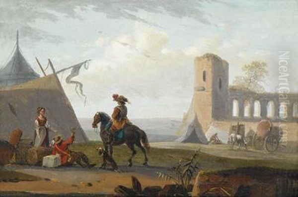 Paesaggio Con Tenda Di Vivandieri E Cavaliere - view 1