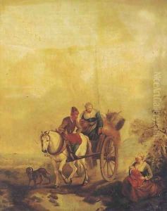 A rest on the way by Dutch School