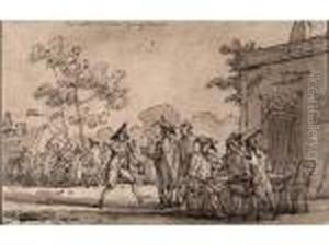 Attribue A Jacques Swebach Desfontaines . La Ribote Du Paysan by Joseph Swebach-Desfontaines