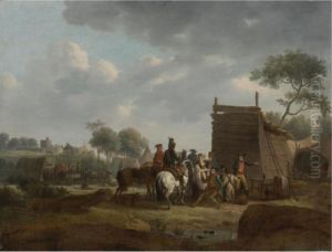 A Military Encampment In A Landscape by Joseph Swebach-Desfontaines