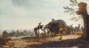 A Supply Wagontrain With Cavalry Beyond by Joseph Swebach-Desfontaines
