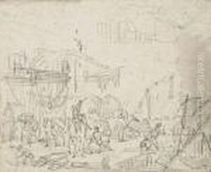 Port Scene by Joseph Swebach-Desfontaines