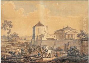 Personnages Dans La Campagne Pres D'une Villa by Joseph Swebach-Desfontaines