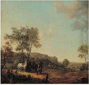 Halte De Cavaliers Sur Un Chemin by Joseph Swebach-Desfontaines