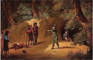 Figures Dueling In A Woodland Clearing Figures Dueling In A Woodland Clearing