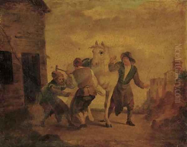 Blacksmiths shoeing a horse - view 1