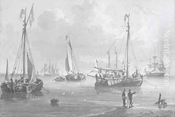 Dutch smalschips in a crowded anchorage - view 1