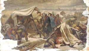 Envoys at a military encampment by Dutch School