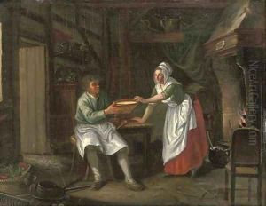 Servants in a kitchen interior