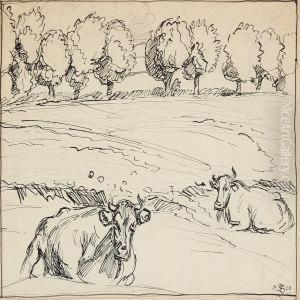 Field Landscape With Cows Field Landscape With Cows